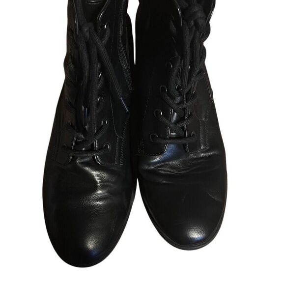 Black Lace‎ Up Ankle Boots with Buckle Detail, Fashion Combat Booties - Picture 5 of 7